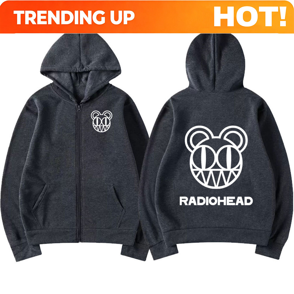 Mens Fashion Zip Up Hoodies - Rock Band Radiohead Logo Reißverschluss-Hoodie Herrenmode