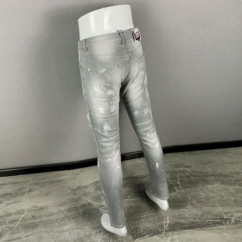 Men'S Fashion Grey Jeans - Modische neue Herrenjeans, zerrissen, gewaschen, nostalgisch,