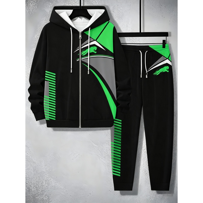 Mens Fashion Clothes - Herren-Sportanzug mit Kapuze und Reißverschluss, bestehend