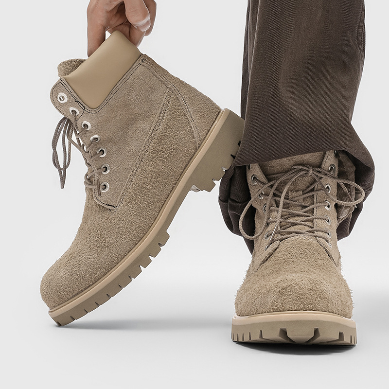 Men'S Fashion News - Herrenmode, Wildlederstiefel, Designer-Schnürschuhe mit Plateausohle, Outdoor-Cowboy-Arbeitsstiefel,